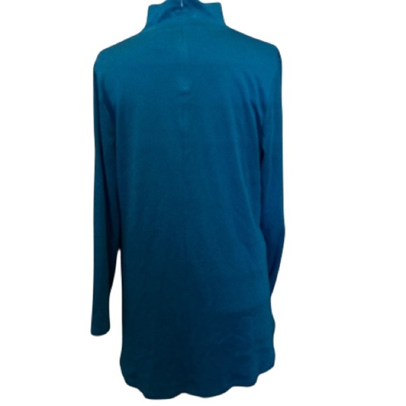 Chico's 100% Pima Cotton Teal Blue Long Sleeve Tunic Top with Mock Turtleneck - Picture 10 of 10